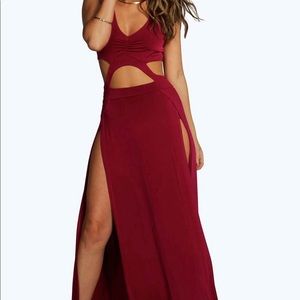Slinky Cutout Thigh Split Maxi Dress